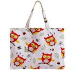 Seamless Pattern Vector Owl Cartoon With Bugs Zipper Mini Tote Bag