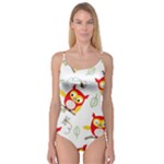 Seamless Pattern Vector Owl Cartoon With Bugs Camisole Leotard 