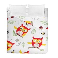 Seamless Pattern Vector Owl Cartoon With Bugs Duvet Cover Double Side (Full/ Double Size) from ArtsNow.com