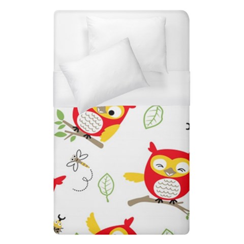 Seamless Pattern Vector Owl Cartoon With Bugs Duvet Cover (Single Size) from ArtsNow.com