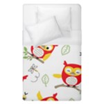 Seamless Pattern Vector Owl Cartoon With Bugs Duvet Cover (Single Size)