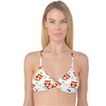 Seamless Pattern Vector Owl Cartoon With Bugs Reversible Tri Bikini Top
