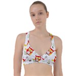 Seamless Pattern Vector Owl Cartoon With Bugs Sweetheart Sports Bra