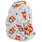 Seamless Pattern Vector Owl Cartoon With Bugs Rounded Multi Pocket Backpack