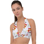 Seamless Pattern Vector Owl Cartoon With Bugs Halter Plunge Bikini Top