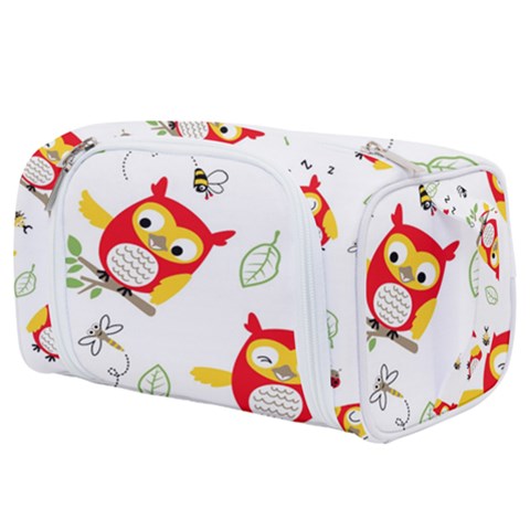 Seamless Pattern Vector Owl Cartoon With Bugs Toiletries Pouch from ArtsNow.com