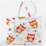Seamless Pattern Vector Owl Cartoon With Bugs Zipper Large Tote Bag