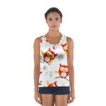 Seamless Pattern Vector Owl Cartoon With Bugs Sport Tank Top 