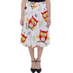 Seamless Pattern Vector Owl Cartoon With Bugs Classic Midi Skirt