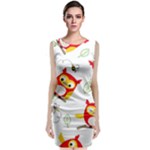 Seamless Pattern Vector Owl Cartoon With Bugs Classic Sleeveless Midi Dress