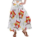 Seamless Pattern Vector Owl Cartoon With Bugs Women s Satin Palazzo Pants