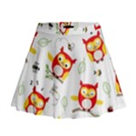 Seamless Pattern Vector Owl Cartoon With Bugs Mini Flare Skirt