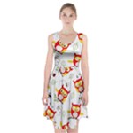 Seamless Pattern Vector Owl Cartoon With Bugs Racerback Midi Dress