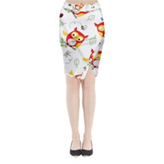 Seamless Pattern Vector Owl Cartoon With Bugs Midi Wrap Pencil Skirt from ArtsNow.com