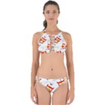 Seamless Pattern Vector Owl Cartoon With Bugs Perfectly Cut Out Bikini Set