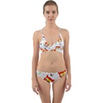 Seamless Pattern Vector Owl Cartoon With Bugs Wrap Around Bikini Set