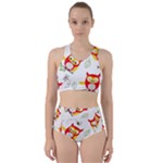Seamless Pattern Vector Owl Cartoon With Bugs Racer Back Bikini Set