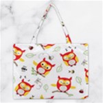 Seamless Pattern Vector Owl Cartoon With Bugs Medium Tote Bag