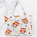 Seamless Pattern Vector Owl Cartoon With Bugs Zipper Medium Tote Bag