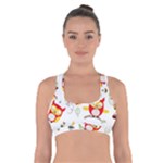 Seamless Pattern Vector Owl Cartoon With Bugs Cross Back Sports Bra