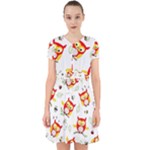 Seamless Pattern Vector Owl Cartoon With Bugs Adorable in Chiffon Dress