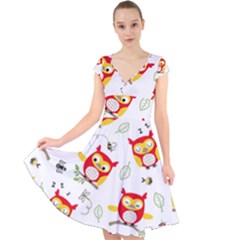 Cap Sleeve Front Wrap Midi Dress 