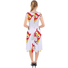 Cap Sleeve Front Wrap Midi Dress 