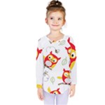 Seamless Pattern Vector Owl Cartoon With Bugs Kids  Long Sleeve T-Shirt