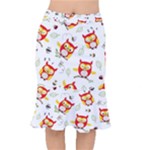 Seamless Pattern Vector Owl Cartoon With Bugs Short Mermaid Skirt