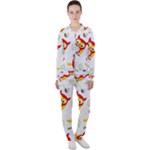 Seamless Pattern Vector Owl Cartoon With Bugs Casual Jacket and Pants Set