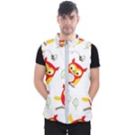 Seamless Pattern Vector Owl Cartoon With Bugs Men s Puffer Vest