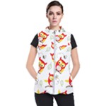 Seamless Pattern Vector Owl Cartoon With Bugs Women s Puffer Vest