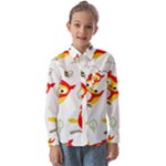 Seamless Pattern Vector Owl Cartoon With Bugs Kids  Long Sleeve Shirt