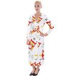 Seamless Pattern Vector Owl Cartoon With Bugs Velvet Maxi Wrap Dress