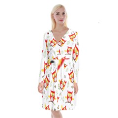Long Sleeve Velvet Front Wrap Dress 