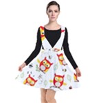 Seamless Pattern Vector Owl Cartoon With Bugs Plunge Pinafore Dress