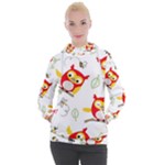 Seamless Pattern Vector Owl Cartoon With Bugs Women s Hooded Pullover