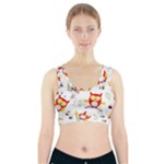 Seamless Pattern Vector Owl Cartoon With Bugs Sports Bra With Pocket