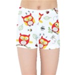 Seamless Pattern Vector Owl Cartoon With Bugs Kids  Sports Shorts