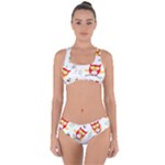 Seamless Pattern Vector Owl Cartoon With Bugs Criss Cross Bikini Set