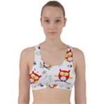 Seamless Pattern Vector Owl Cartoon With Bugs Back Weave Sports Bra