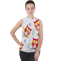 Mock Neck Chiffon Sleeveless Top 