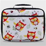 Seamless Pattern Vector Owl Cartoon With Bugs Full Print Lunch Bag
