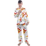 Seamless Pattern Vector Owl Cartoon With Bugs Men s Long Sleeve Satin Pajamas Set
