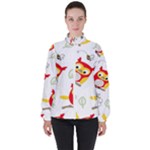 Seamless Pattern Vector Owl Cartoon With Bugs Women s High Neck Windbreaker