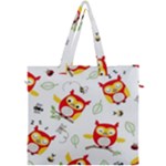 Seamless Pattern Vector Owl Cartoon With Bugs Canvas Travel Bag