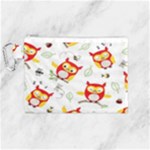 Seamless Pattern Vector Owl Cartoon With Bugs Canvas Cosmetic Bag (Medium)