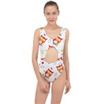 Seamless Pattern Vector Owl Cartoon With Bugs Center Cut Out Swimsuit