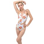 Seamless Pattern Vector Owl Cartoon With Bugs Plunging Cut Out Swimsuit