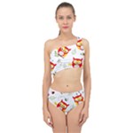 Seamless Pattern Vector Owl Cartoon With Bugs Spliced Up Two Piece Swimsuit